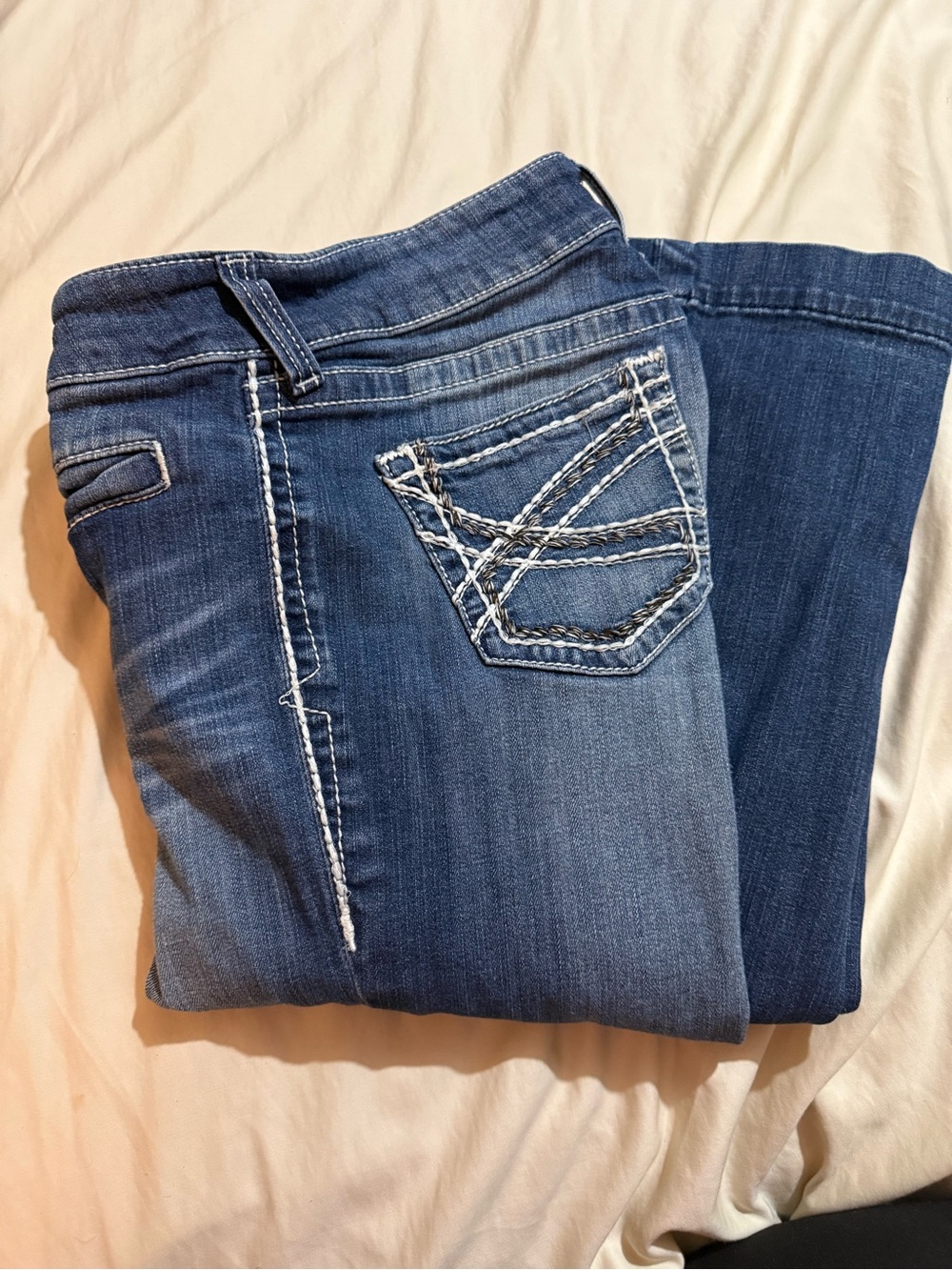 Ariat Women's Blue Boot Cut Jeans with White Contrast Stitching